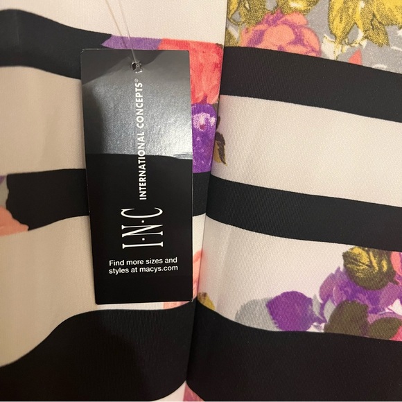 INC Floral Garden Mist Striped A-line (Macys) Dress Sz XL New With Tags - Picture 9 of 10